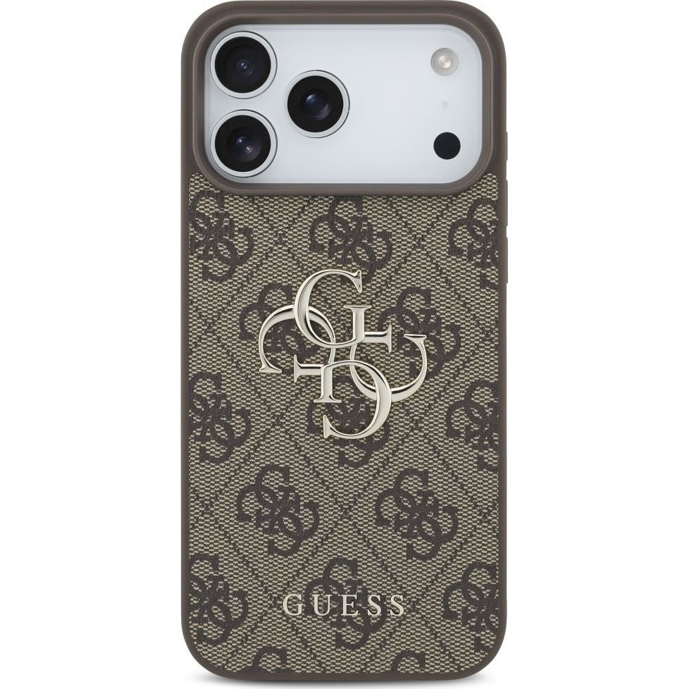 Handyhülle für iPhone 17 Pro Max, Guess Hardcase 4G Big Metal Logo, Braun