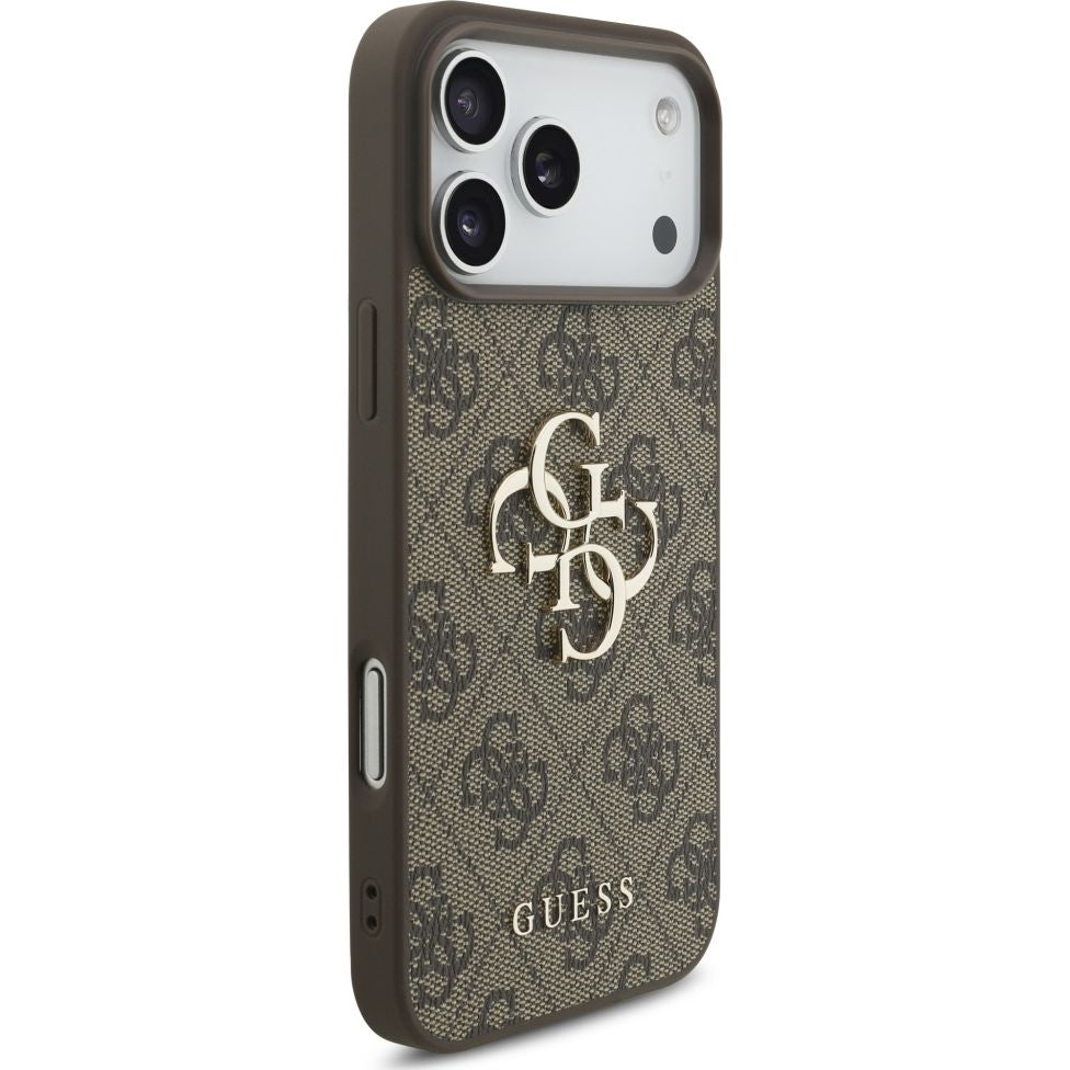 Handyhülle für iPhone 17 Pro Max, Guess Hardcase 4G Big Metal Logo, Braun