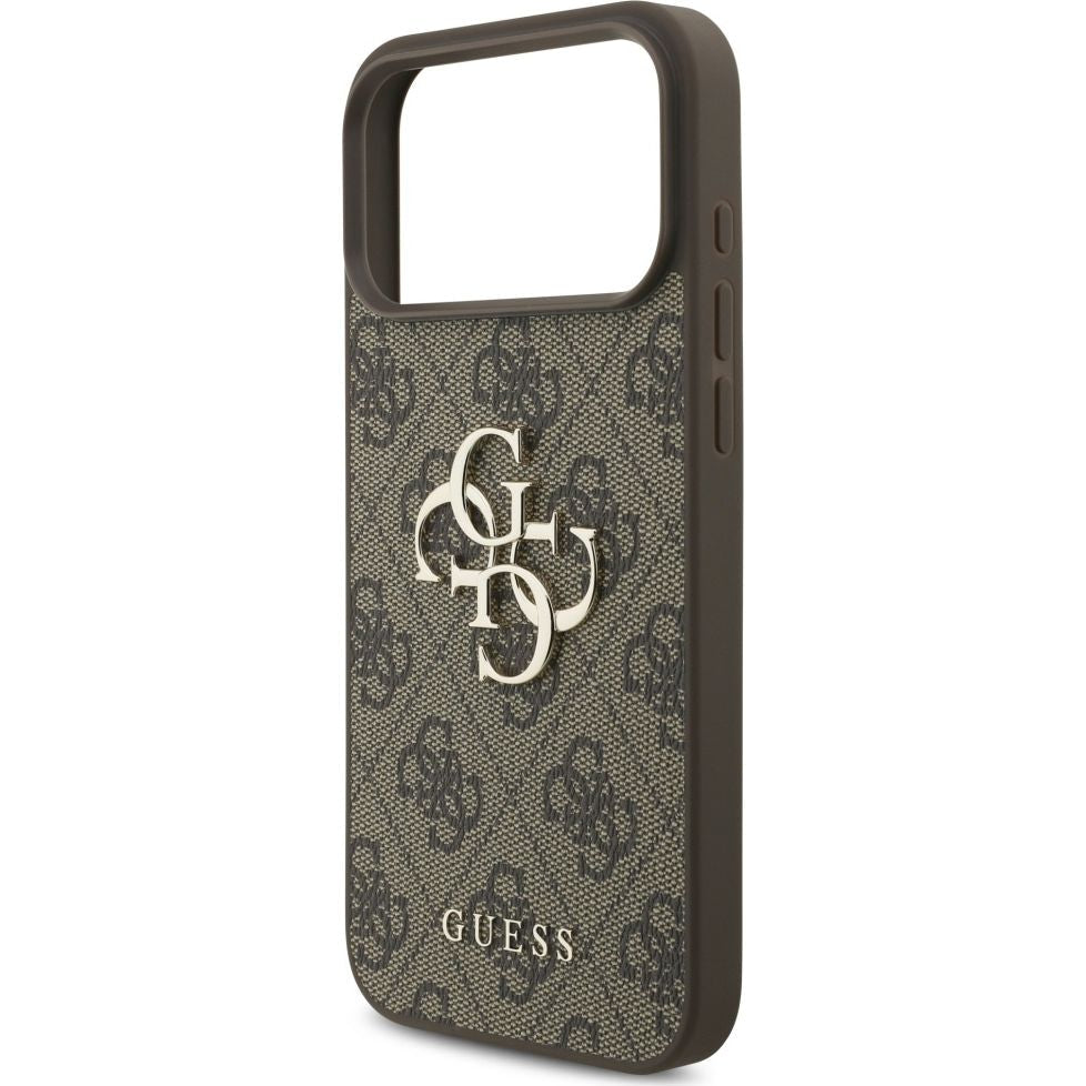 Handyhülle für iPhone 17 Pro Max, Guess Hardcase 4G Big Metal Logo, Braun