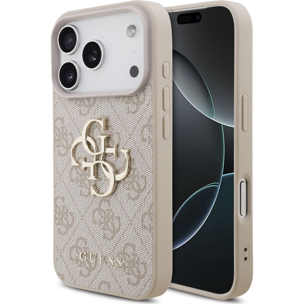 Handyhülle für iPhone 17 Pro, Guess Hardcase 4G Big Metal Logo, Rosa