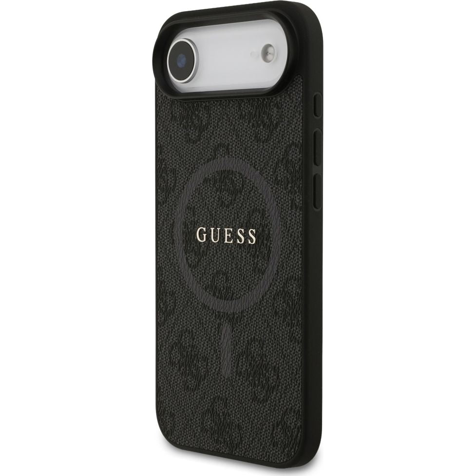 Handyhülle für iPhone 17, Guess Hardcase 4G Ring Classic Logo mit MagSafe, Schwarz