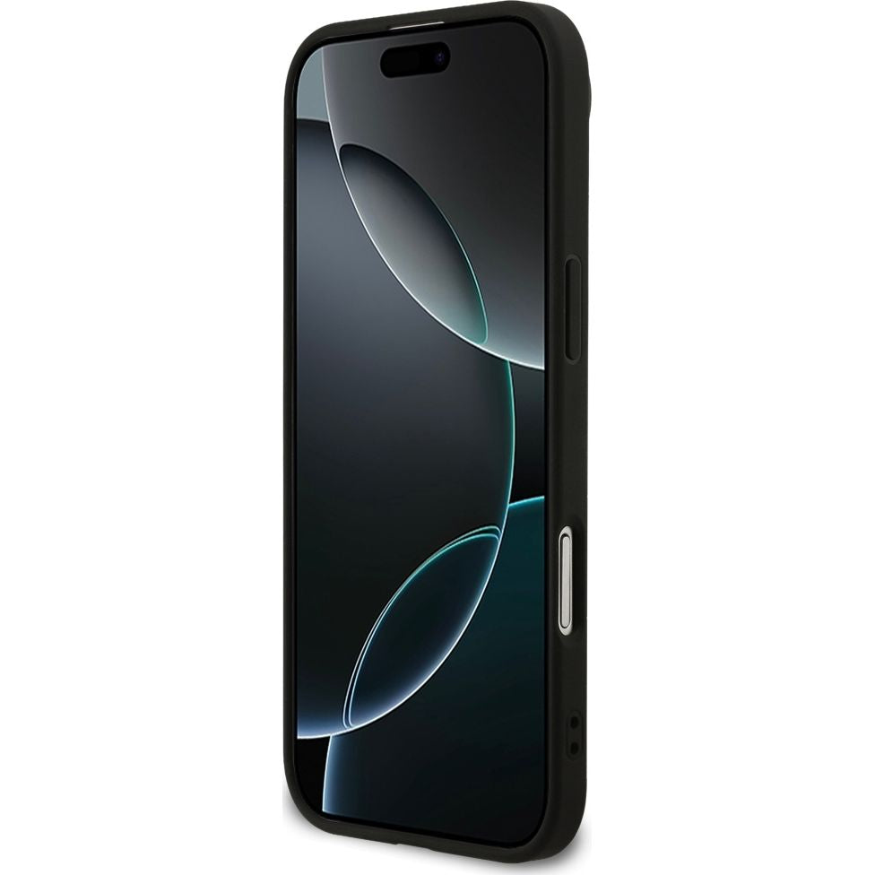 Handyhülle für iPhone 17, Guess Hardcase 4G Ring Classic Logo mit MagSafe, Schwarz