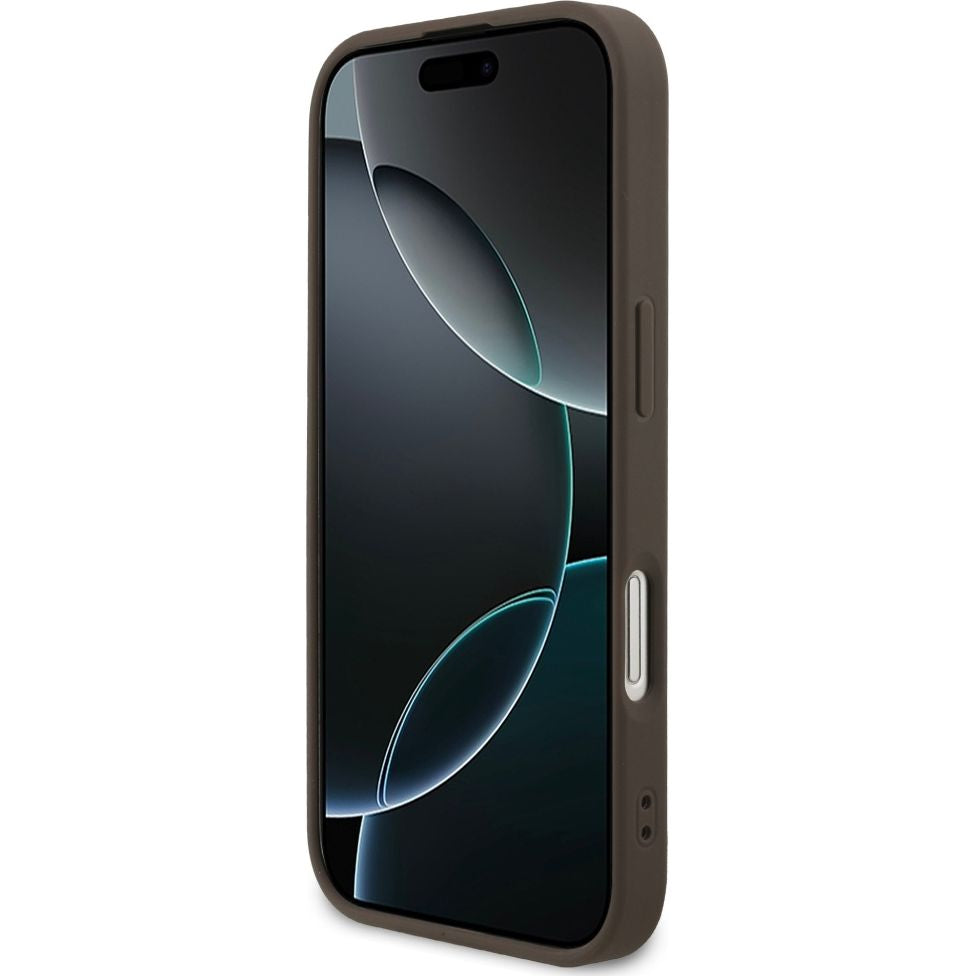 Handyhülle für iPhone 17, Guess Hardcase 4G Ring Classic Logo mit MagSafe, Braun