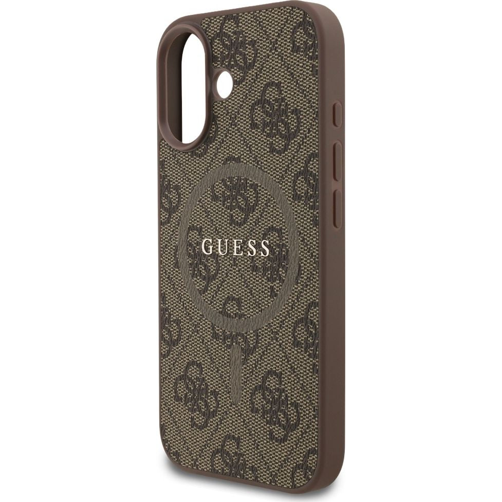 Handyhülle für iPhone 17, Guess Hardcase 4G Ring Classic Logo mit MagSafe, Braun