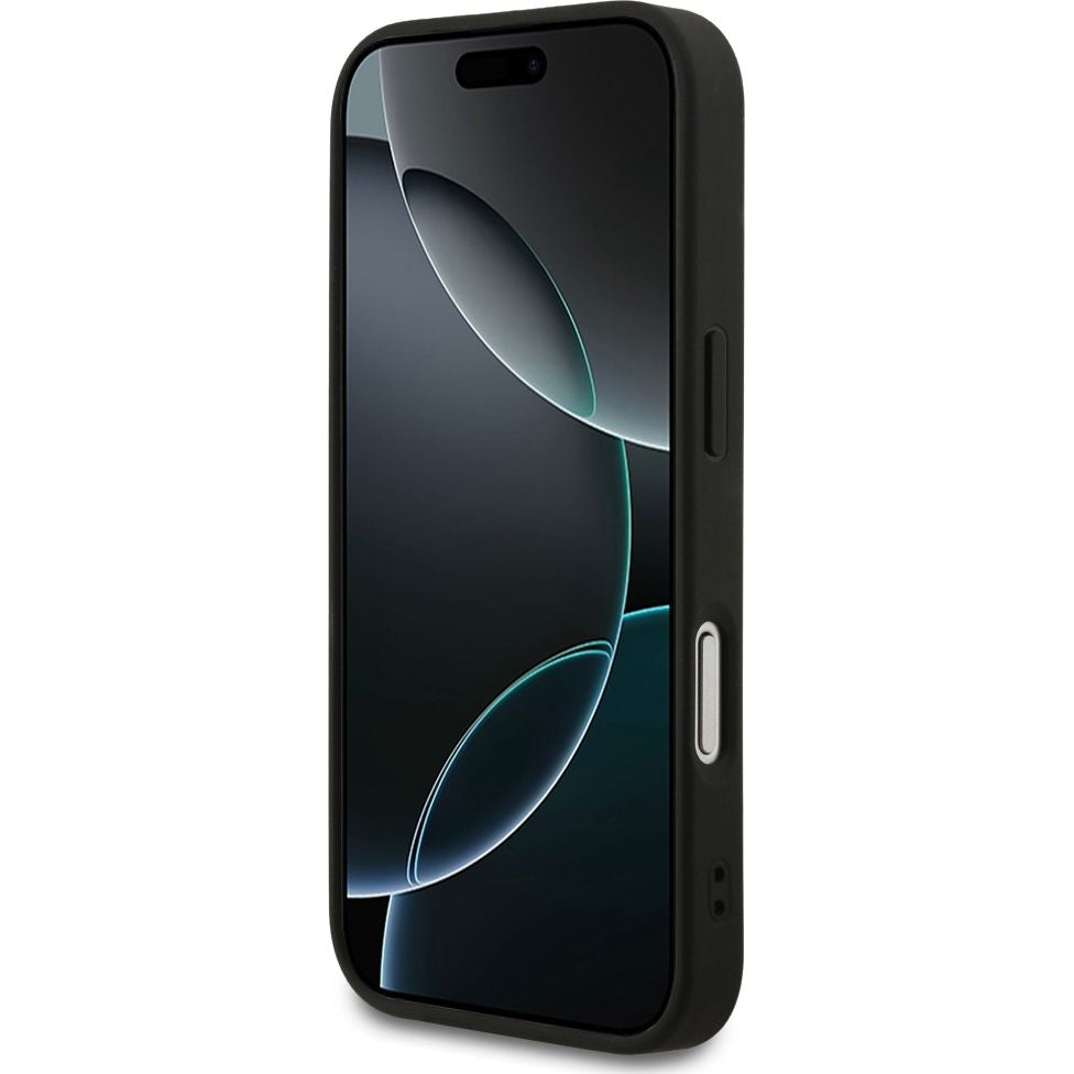 Handyhülle für iPhone 17 Pro, Guess Hardcase 4G Ring Classic Logo mit MagSafe, Schwarz