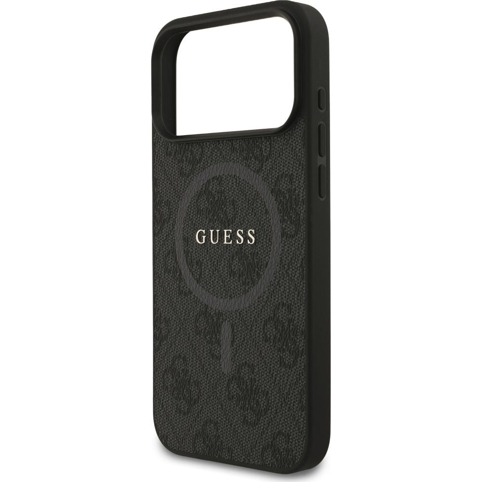 Handyhülle für iPhone 17 Pro Max, Guess Hardcase 4G Ring Classic Logo mit MagSafe, Schwarz
