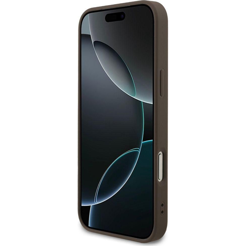 Handyhülle für iPhone 17 Pro Max, Guess Hardcase 4G Ring Classic Logo mit MagSafe, Braun
