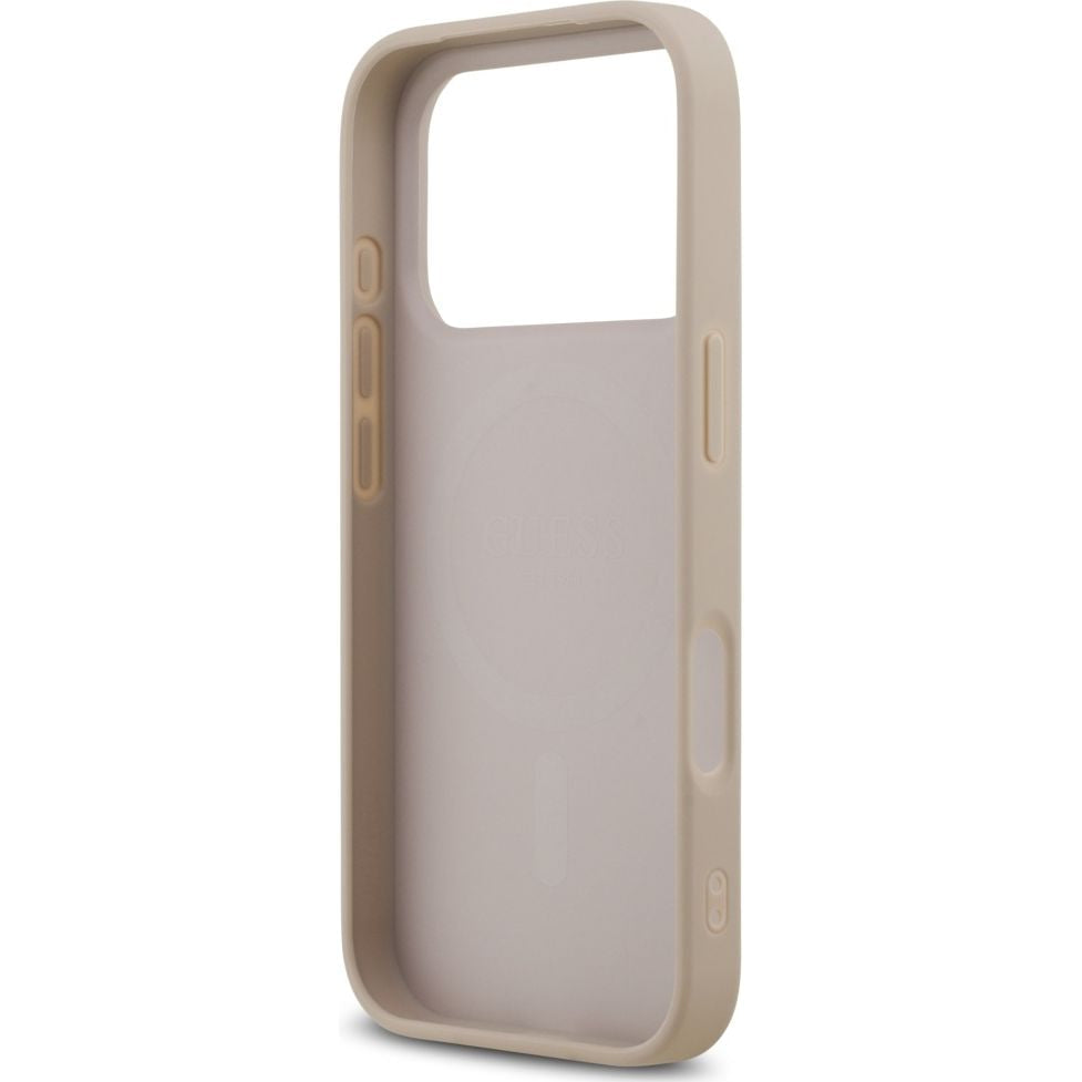 Handyhülle für iPhone 17 Pro, Guess Hardcase 4G Ring Classic Logo mit MagSafe, Rosa