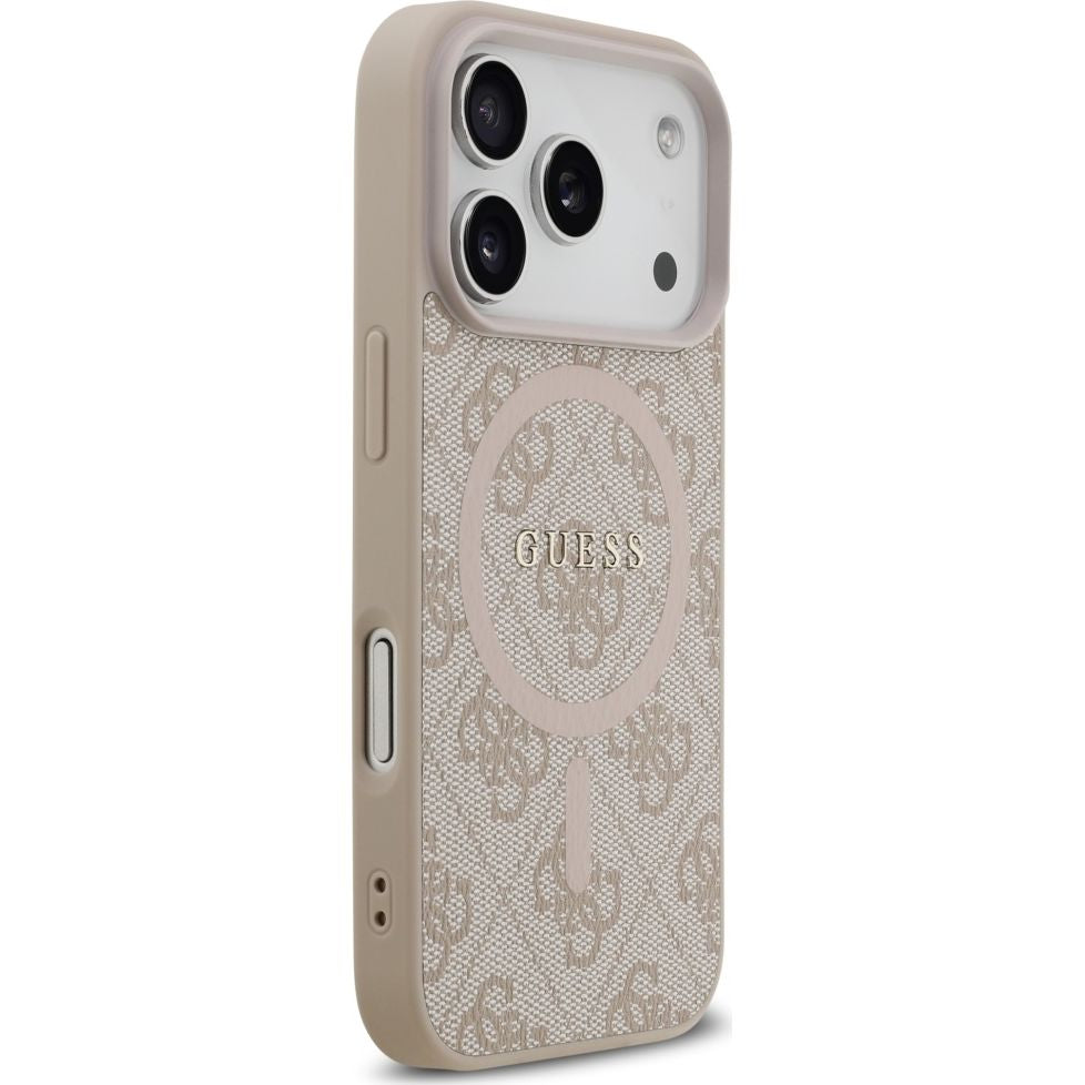 Handyhülle für iPhone 17 Pro, Guess Hardcase 4G Ring Classic Logo mit MagSafe, Rosa