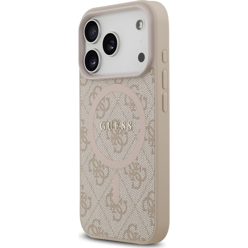 Handyhülle für iPhone 17 Pro, Guess Hardcase 4G Ring Classic Logo mit MagSafe, Rosa