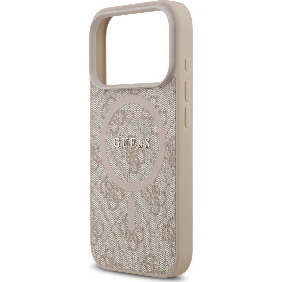 Handyhülle für iPhone 17 Pro, Guess Hardcase 4G Ring Classic Logo mit MagSafe, Rosa
