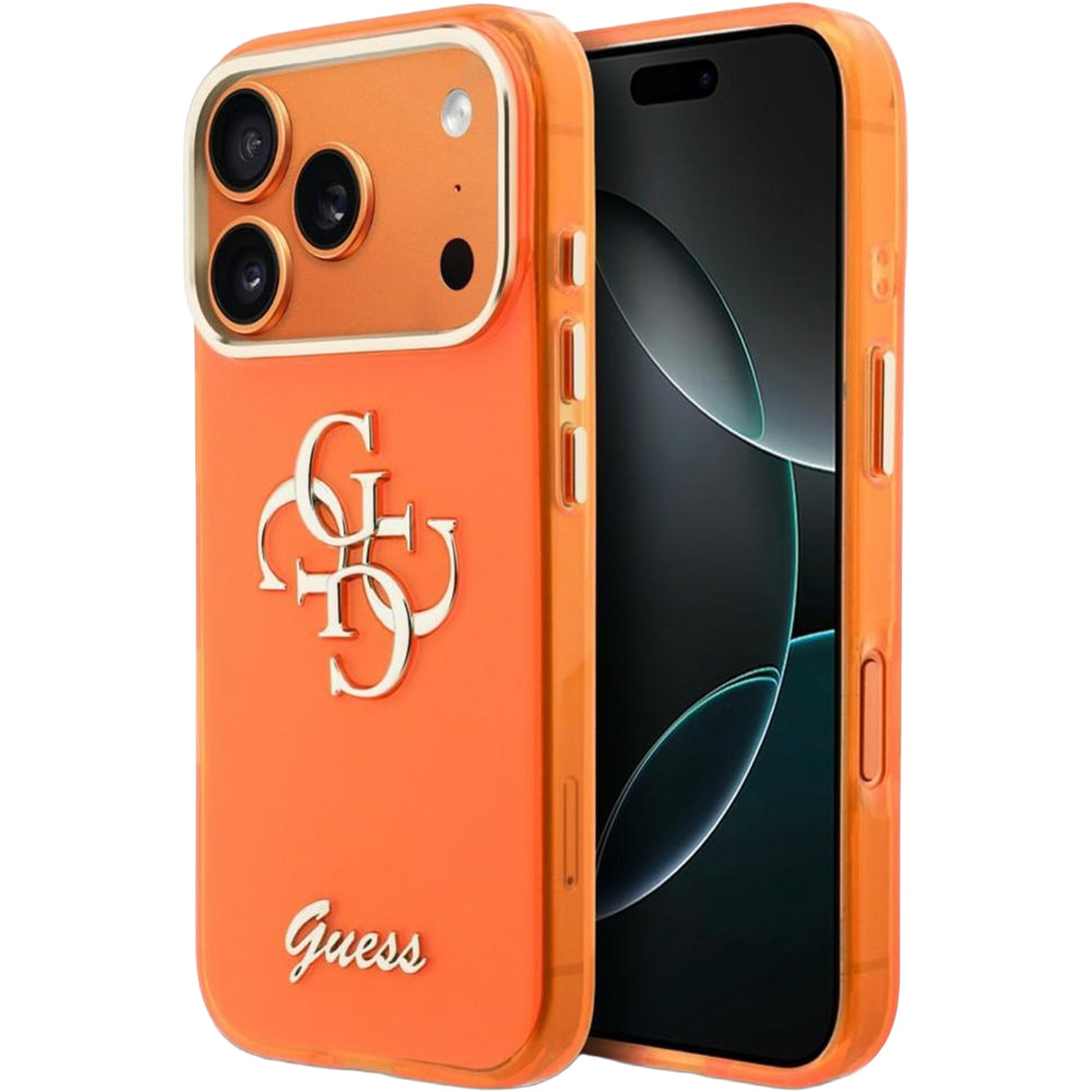 Handyhülle für iPhone 17 Pro, Guess IML Logo, Orange mit Big Logo