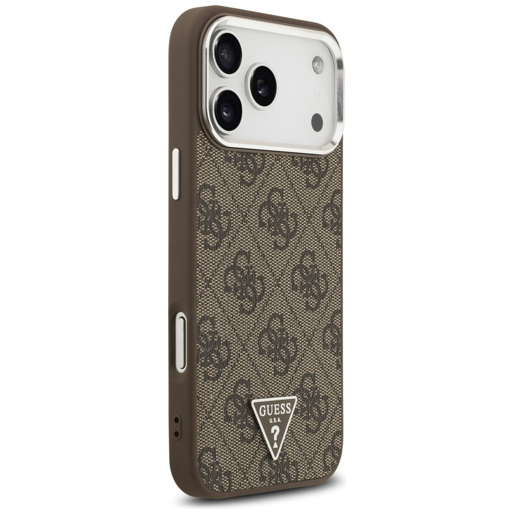 Handyhülle für iPhone 18 Pro Max / 17 Pro Max, Guess 4G Triangle Logo mit MagSafe, Braun