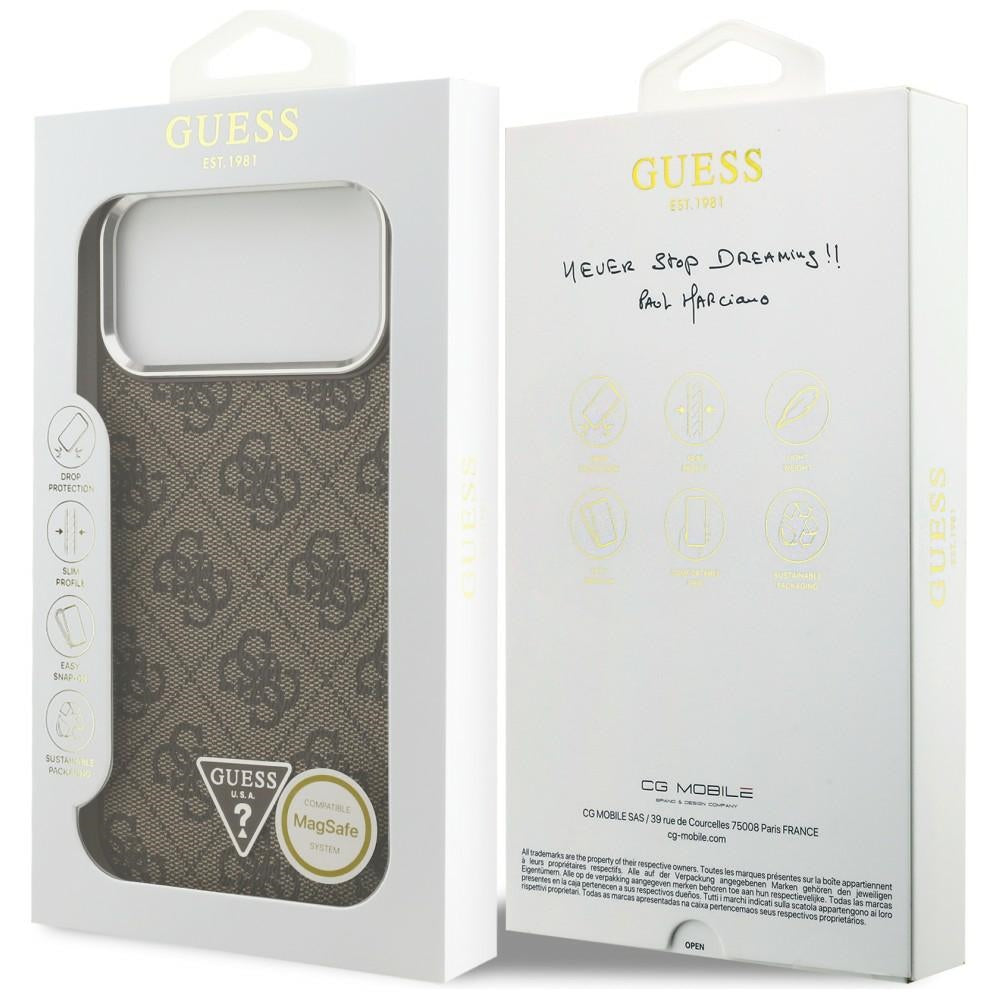 Handyhülle für iPhone 18 Pro Max / 17 Pro Max, Guess 4G Triangle Logo mit MagSafe, Braun