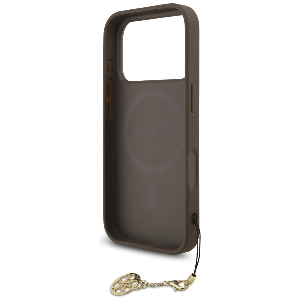 Handyhülle für iPhone 17 Pro, Guess 4G Charms Collection, Braun