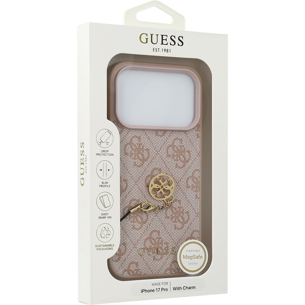 Handyhülle für iPhone 17 Pro, Guess 4G Charms Collection, Rosa