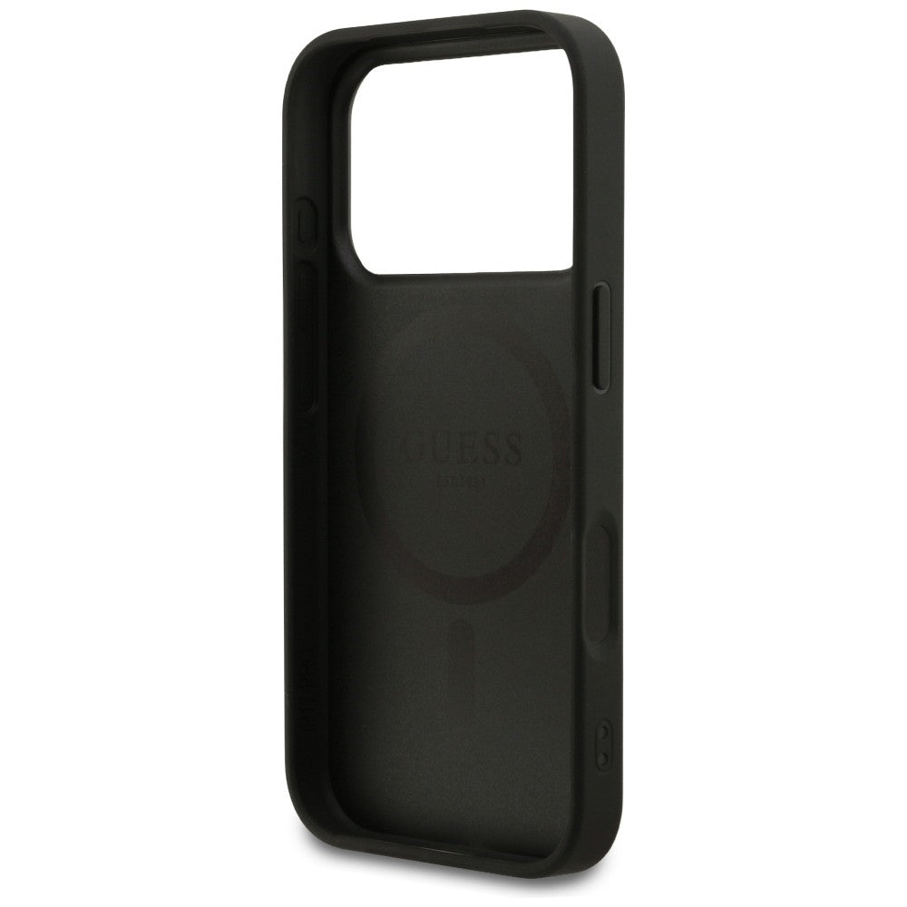 Handyhülle für iPhone 18 Pro / 17 Pro, Guess 4G Small Classic Logo mit MagSafe, Schwarz