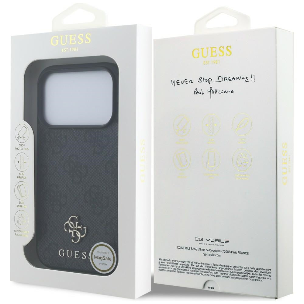 Handyhülle für iPhone 18 Pro / 17 Pro, Guess 4G Small Classic Logo mit MagSafe, Schwarz