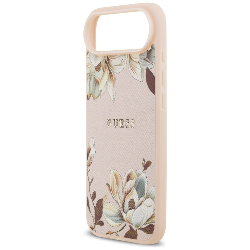 Handyhülle für iPhone Air, Guess Grained Flower Pattern mit MagSafe, Rosa mit floralem Muster
