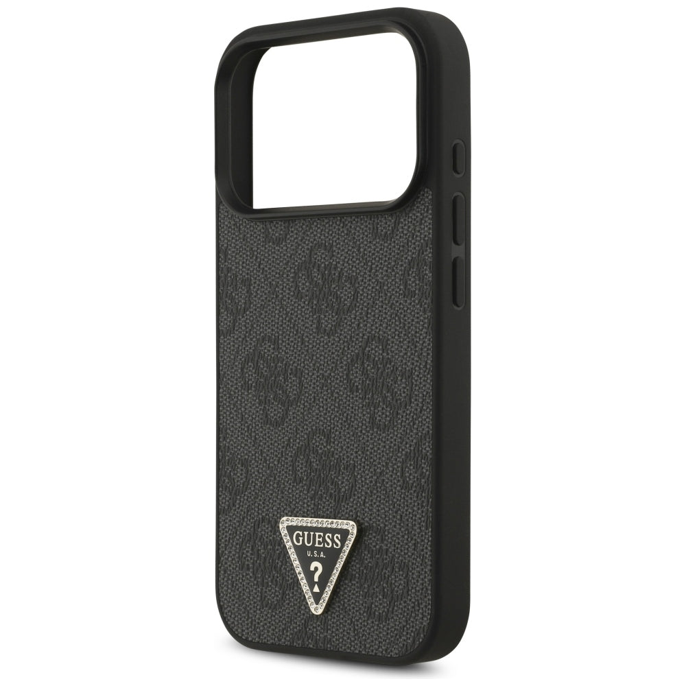 Handyhülle für iPhone 18 Pro / 17 Pro, Guess 4G Triangle Logo mit MagSafe, Schwarz