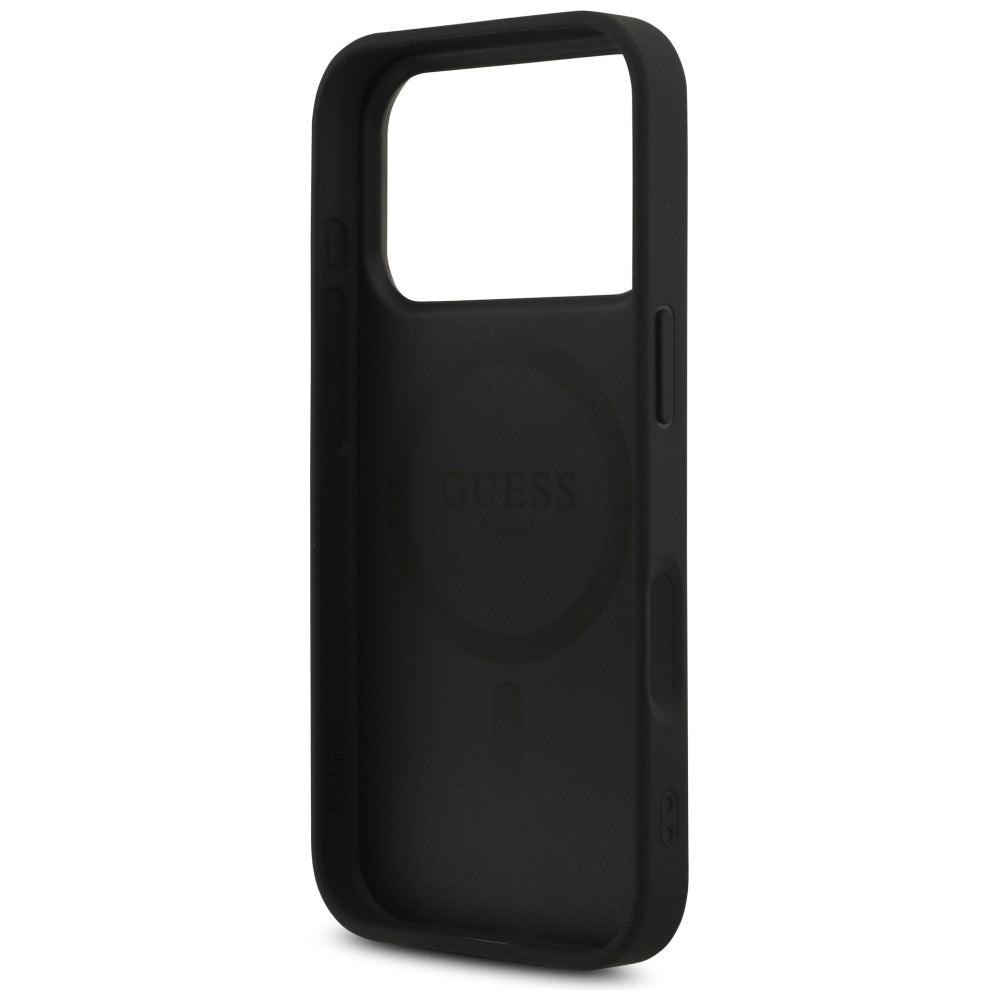 Handyhülle für iPhone 18 Pro / 17 Pro, Guess 4G Triangle Logo mit MagSafe, Schwarz