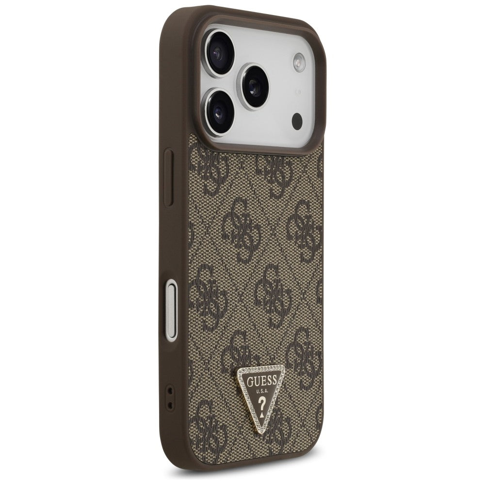 Handyhülle für iPhone 18 Pro / 17 Pro, Guess 4G Triangle Logo mit MagSafe, Braun