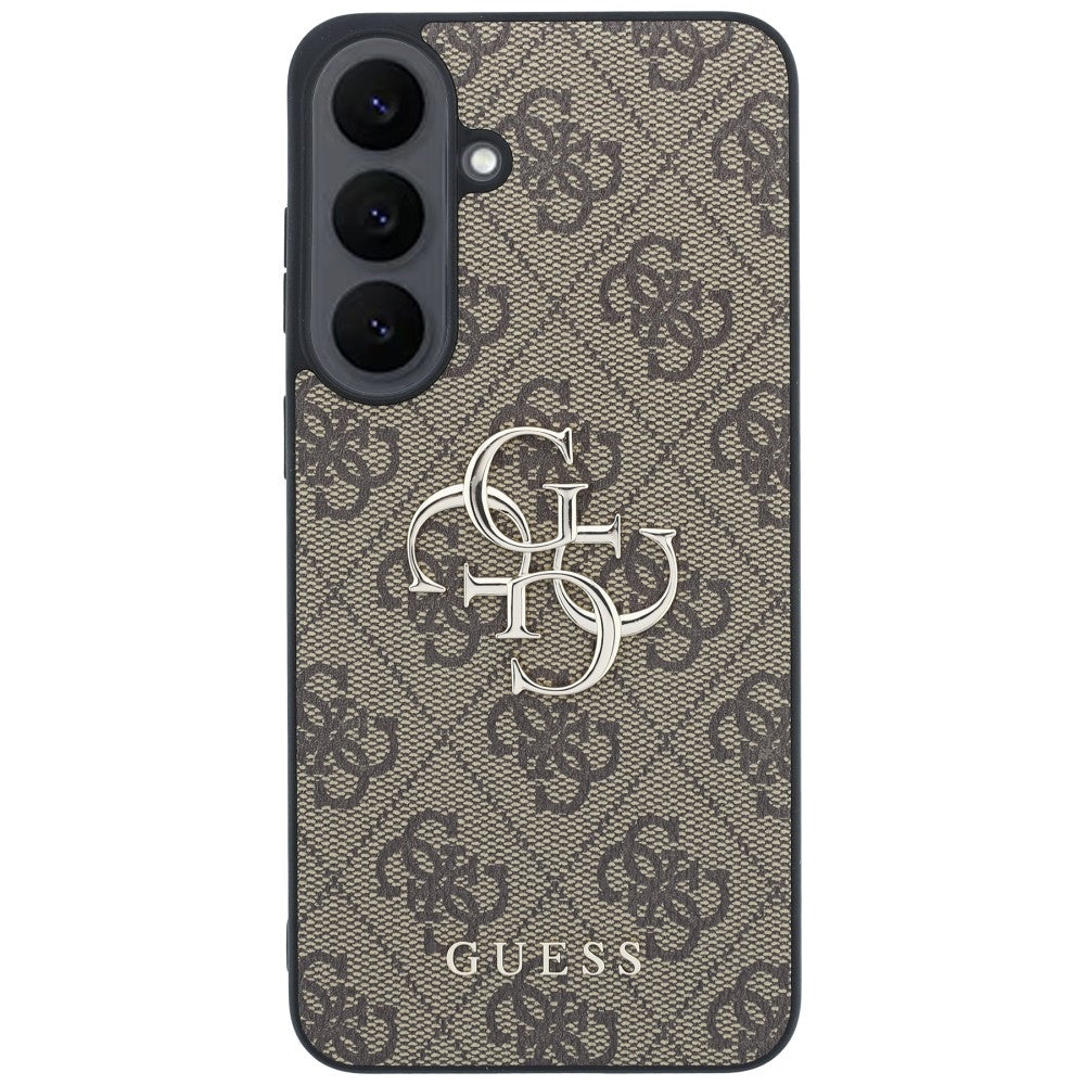 Handyhülle für Galaxy S26 FE, Guess Leather 4G Metal Logo, Braun