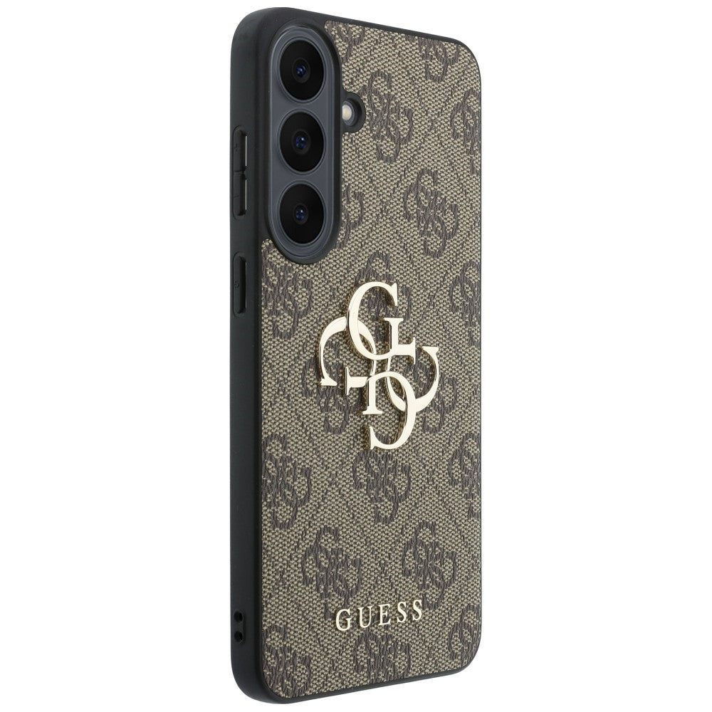 Handyhülle für Galaxy S26 FE, Guess Leather 4G Metal Logo, Braun