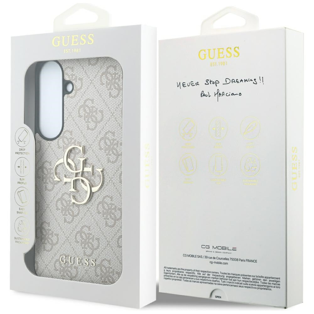 Handyhülle für Galaxy S26 FE, Guess Leather 4G Metal Logo do Galaxy S26 FE, Rosa
