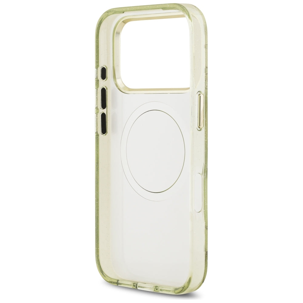 Handyhülle Guess IML Glitter Flowers Triangle für iPhone 18 Pro / 17 Pro mit MagSafe, Grün