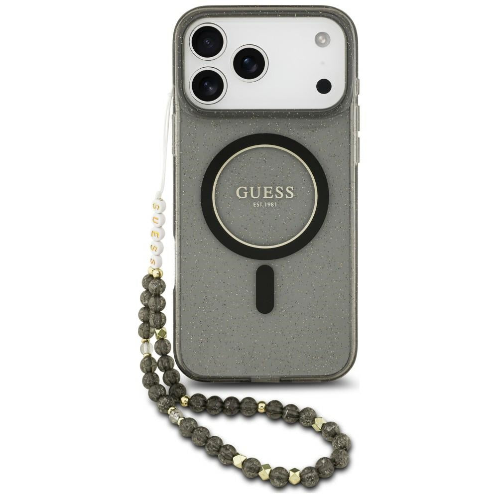 Handyhülle für iPhone 18 Pro Max / 17 Pro Max, Guess IML Glitter Pearl Strap für MagSafe, Schwarz (1/8)