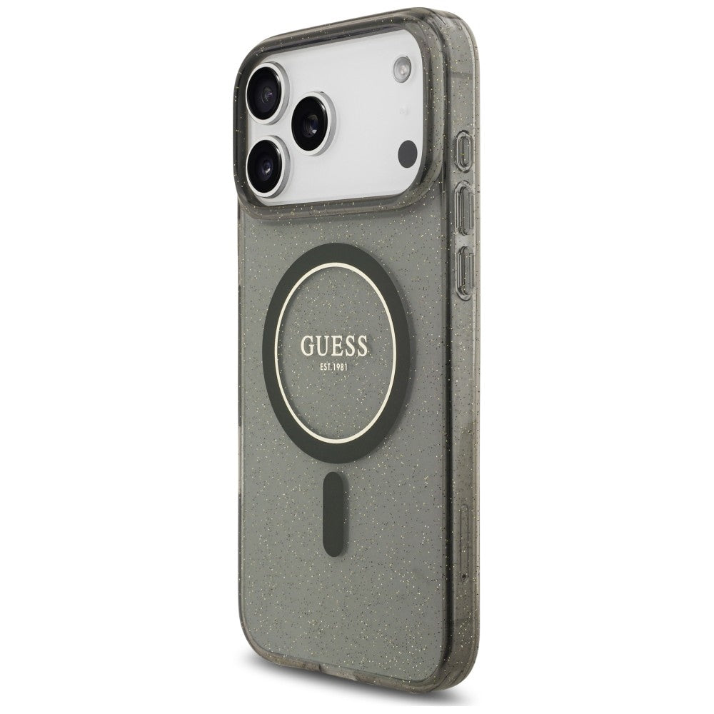 Handyhülle für iPhone 18 Pro Max / 17 Pro Max, Guess IML Glitter Pearl Strap für MagSafe, Schwarz (4/8)