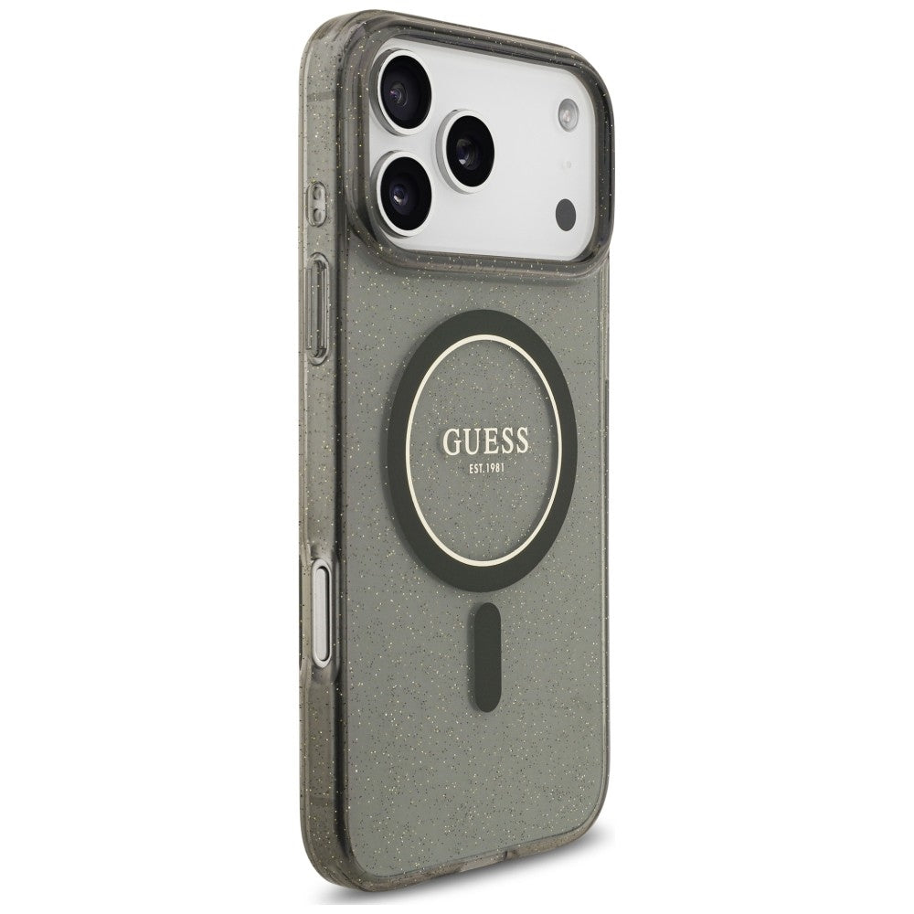 Handyhülle für iPhone 18 Pro Max / 17 Pro Max, Guess IML Glitter Pearl Strap für MagSafe, Schwarz (5/8)