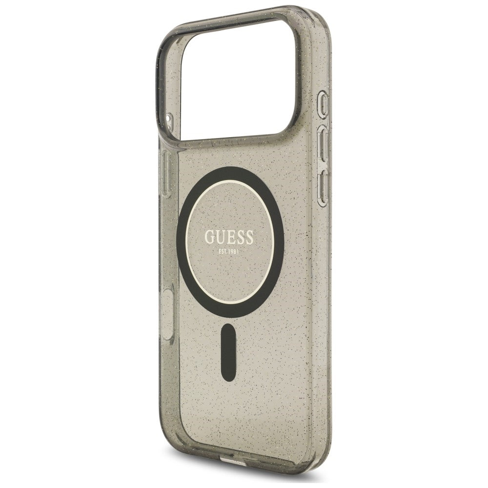 Handyhülle für iPhone 18 Pro Max / 17 Pro Max, Guess IML Glitter Pearl Strap für MagSafe, Schwarz (7/8)