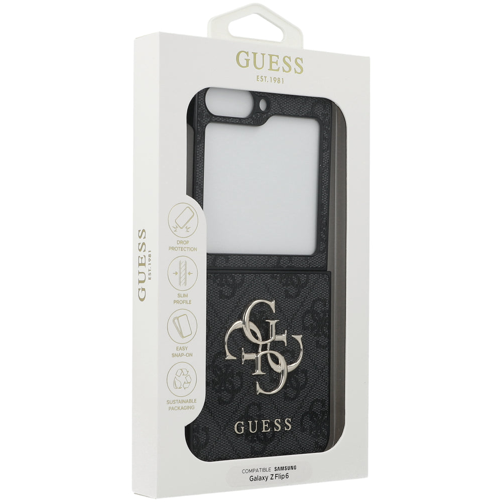 Handyhülle für Galaxy Z Flip7 FE / Z Flip6, Guess 4G Metal Gold Logo, Schwarz