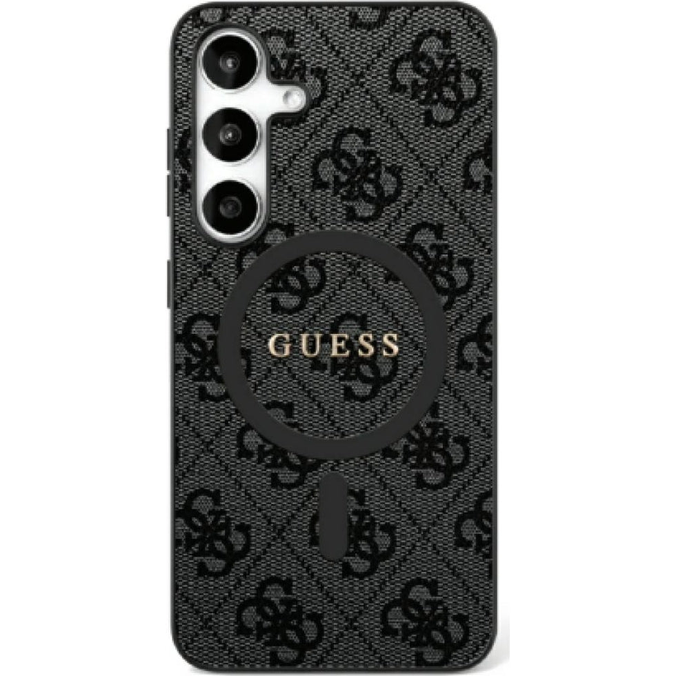 Handyhülle für Galaxy S25, Guess Hardcase 4G Ring Classic Logo MagSafe, Schwarz