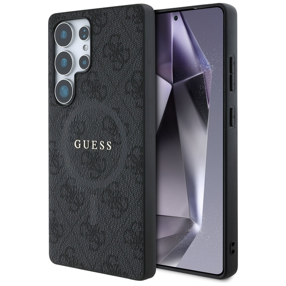 Handyhülle für Galaxy S25 Ultra, Guess Hardcase 4G Ring Classic Logo MagSafe, Schwarz