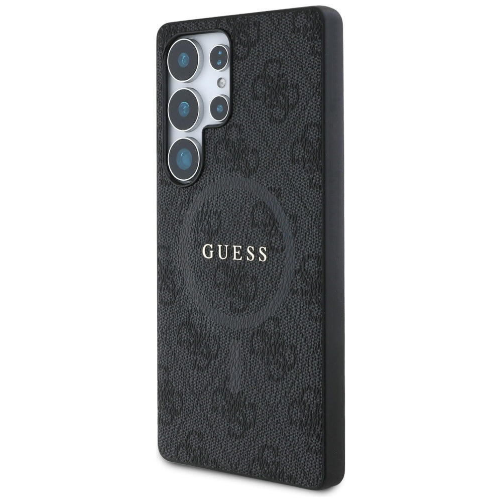 Handyhülle für Galaxy S25 Ultra, Guess Hardcase 4G Ring Classic Logo MagSafe, Schwarz