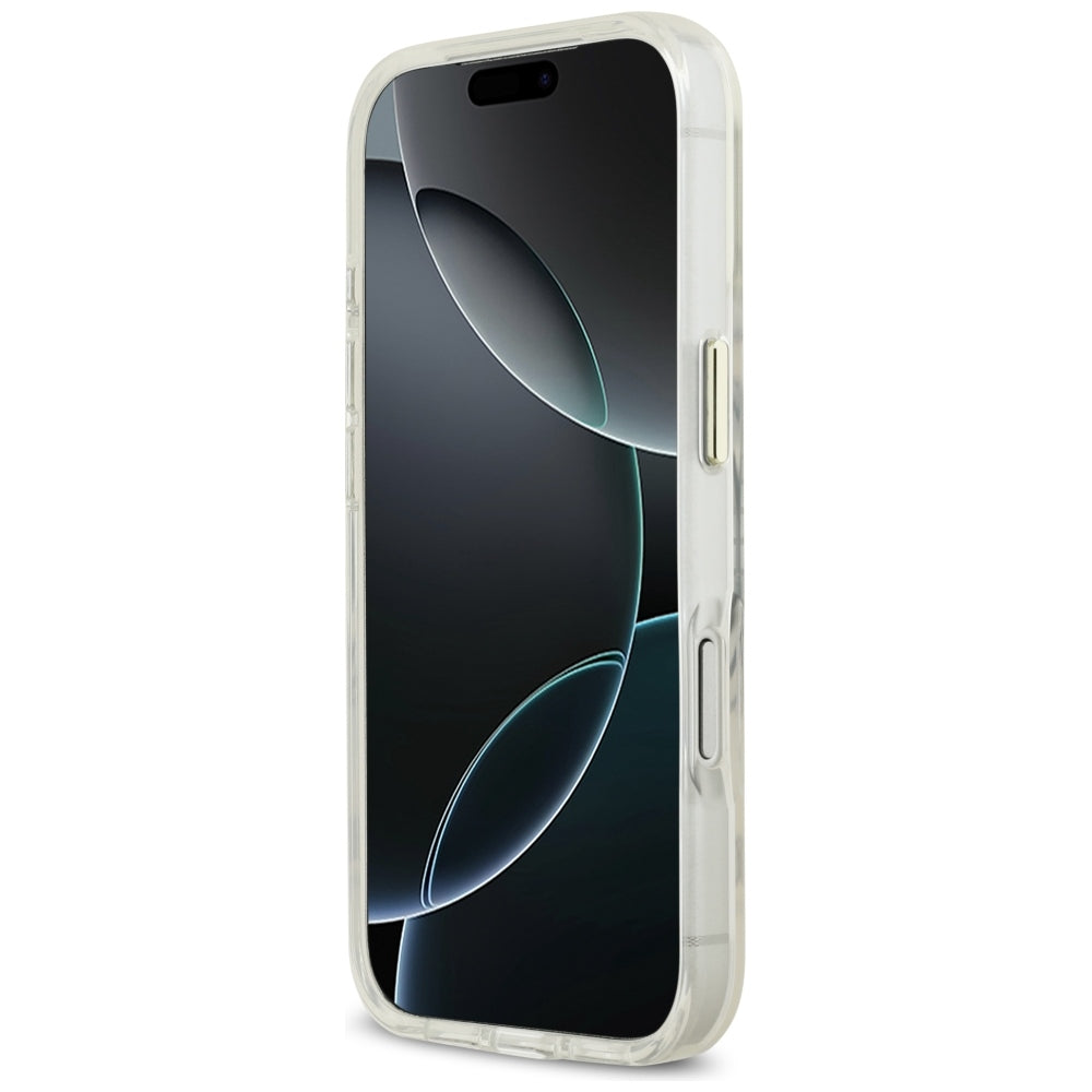 Handyhülle für iPhone 18 Pro / 17 Pro, Guess Metal Outline mit MagSafe, Transparent