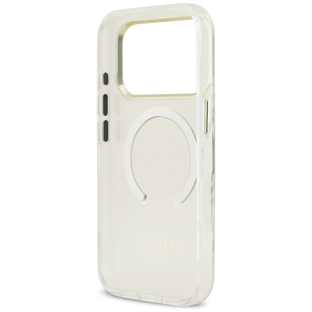 Handyhülle für iPhone 18 Pro / 17 Pro, Guess Metal Outline mit MagSafe, Transparent
