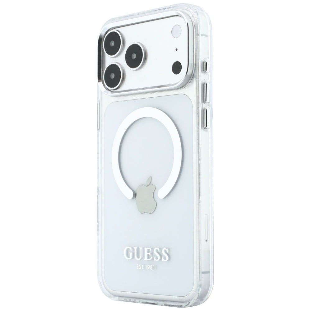 Handyhülle für iPhone 18 Pro Max / 17 Pro Max, Guess Metal Outline mit MagSafe, Transparent