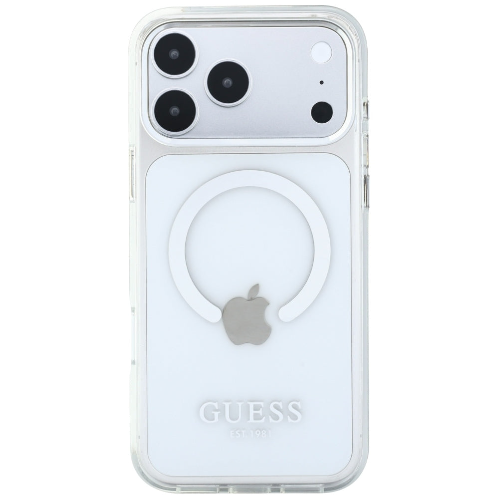 Handyhülle für iPhone 18 Pro Max / 17 Pro Max, Guess Metal Outline mit MagSafe, Transparent
