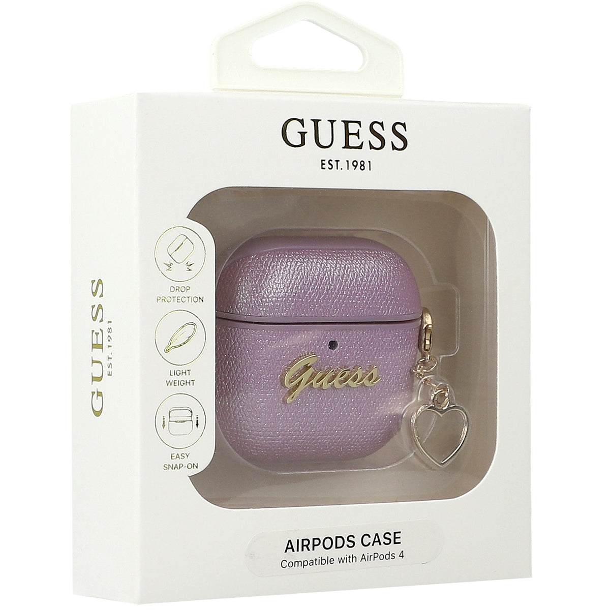 Schutzhülle für AirPods 5 / 4, Guess Metallic Script Charm, Violett