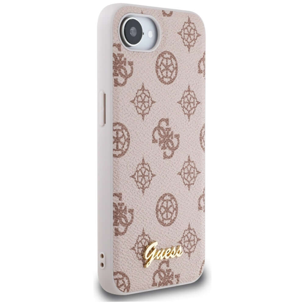 Handyhülle für iPhone 17e / 16e, Guess Peony Script Logo MagSafe, Rosa