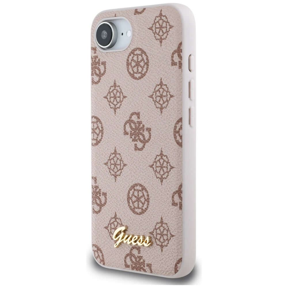 Handyhülle für iPhone 17e / 16e, Guess Peony Script Logo MagSafe, Rosa