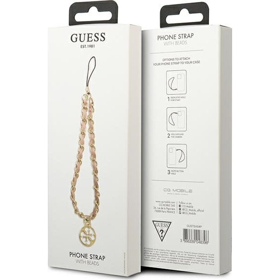 Universal-Handyband für das Handgelenk, Guess Phone Strap with beads, Rosa