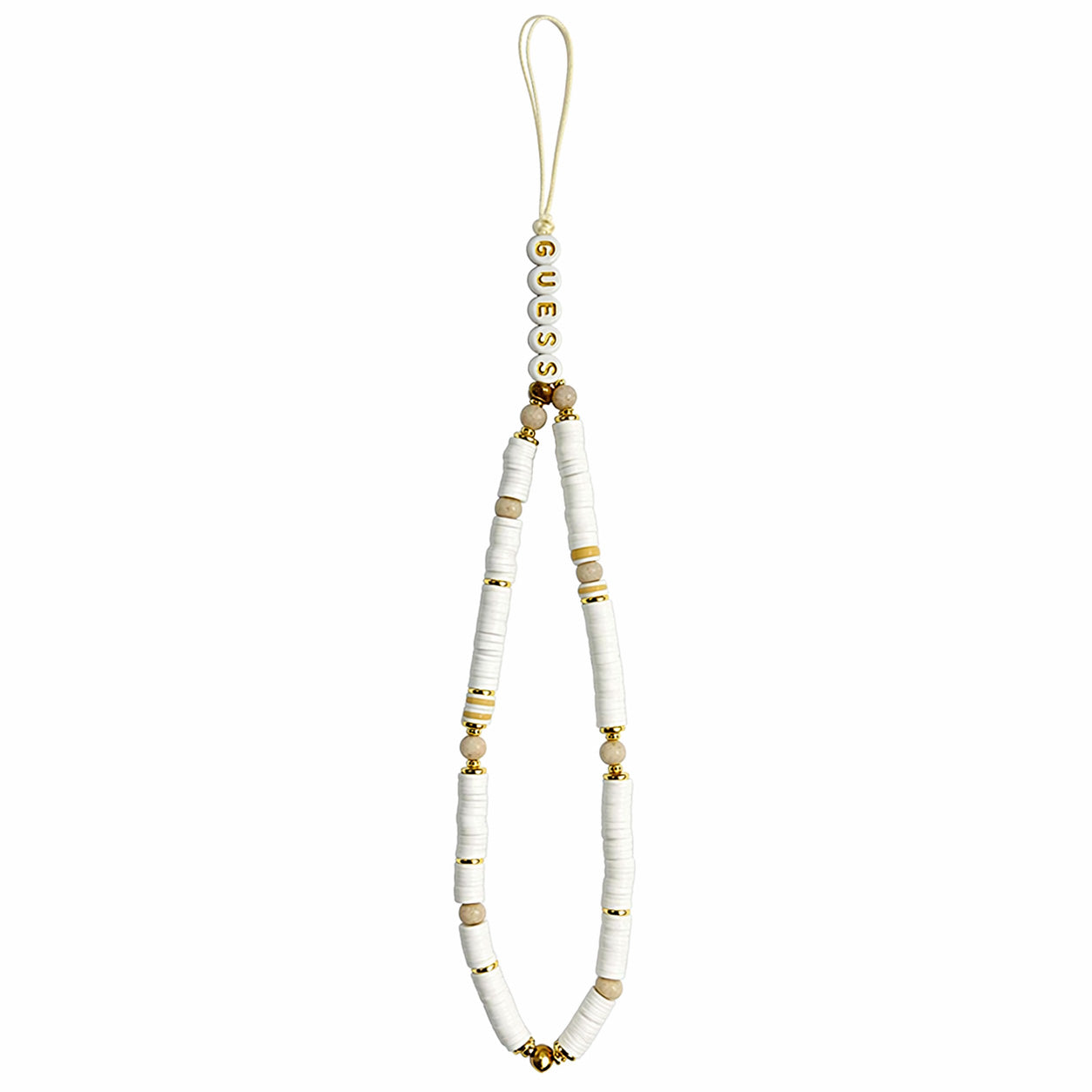 Universal-Handyband für das Handgelenk, Guess Phone Heishi Beads Strap, weiß