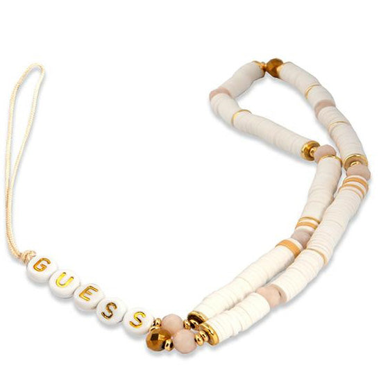 Universal-Handyband für das Handgelenk, Guess Phone Heishi Beads Strap, weiß
