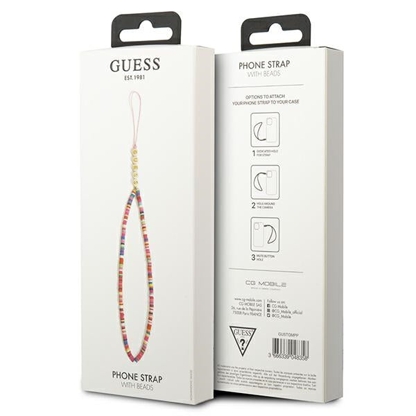 Universal-Handyband für das Handgelenk, Guess Phone Heishi Beads Strap, Bunt-rosa