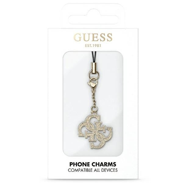 Anhänger / Schlüsselanhänger Guess GUCPM4GID Phone Strap 4G Glitter Charm, Gold